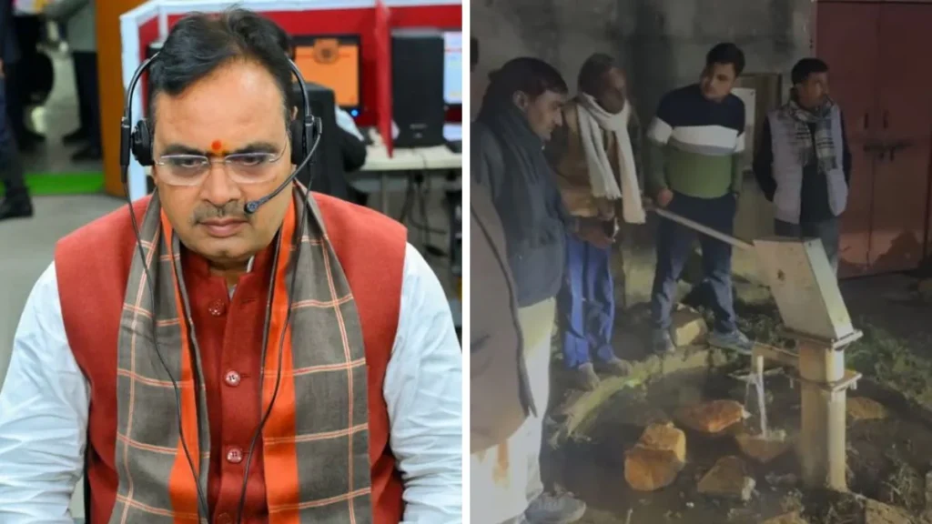 राजस्थान संपर्क हेल्पलाइन 181 के कॉल सेंटर पर हेडफोन लगाकर आम जनता की शिकायतें सुनते मुख्यमंत्री भजनलाल शर्मा