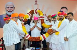 मुख्यमंत्री भजनलाल शर्मा ओम बन्ना मंदिर ट्रस्ट के आभार कार्यक्रम को संबोधित करते हुए